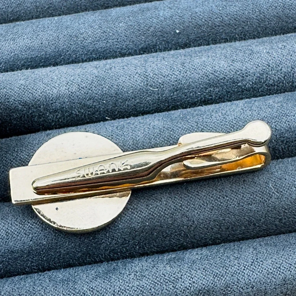 Vintage Swank‎ Gold Tone Enamel Cufflinks Tie Clip Duck Hunting Hunter Dog Birds